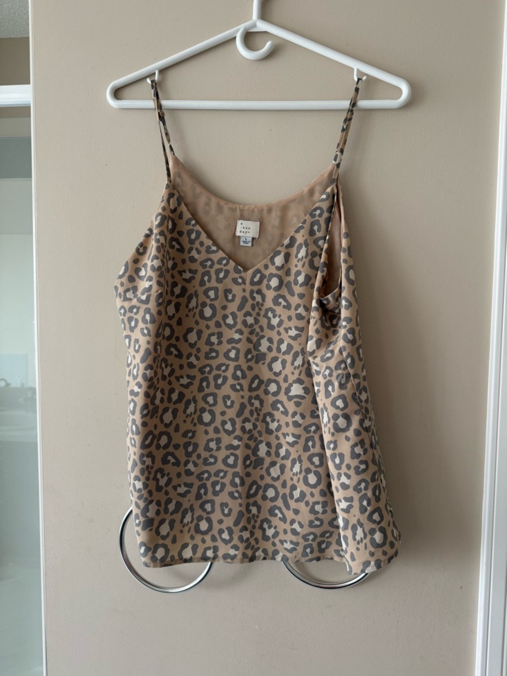 a new day Beige Leopard Print Cami with Gray Spots